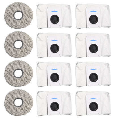 Set of 8 Dust Bags and 4 Wiping Cloths for Deebot For T20 For Omni X1 For Omni 8 Robot Vacuum Cleaner Protective Accessories