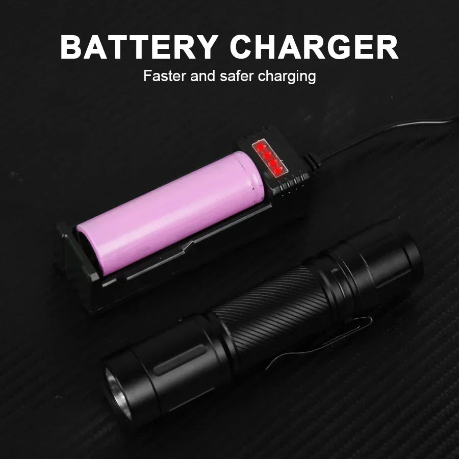 Outdoor LED Flashlight with Pen Clip Tactical Torch 6 Modes Torch Aluminum Alloys Waterproof Lantern Light for Home Camping Lamp