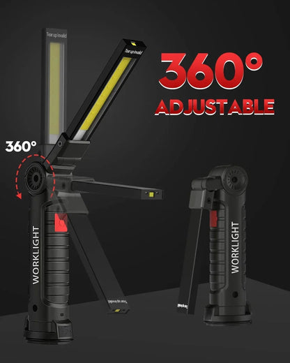 USB Rechargeable Portable COB LED Flashlight Work Light Magnetic Lanterna Hanging Lamp with Built-in Battery Camping Torch