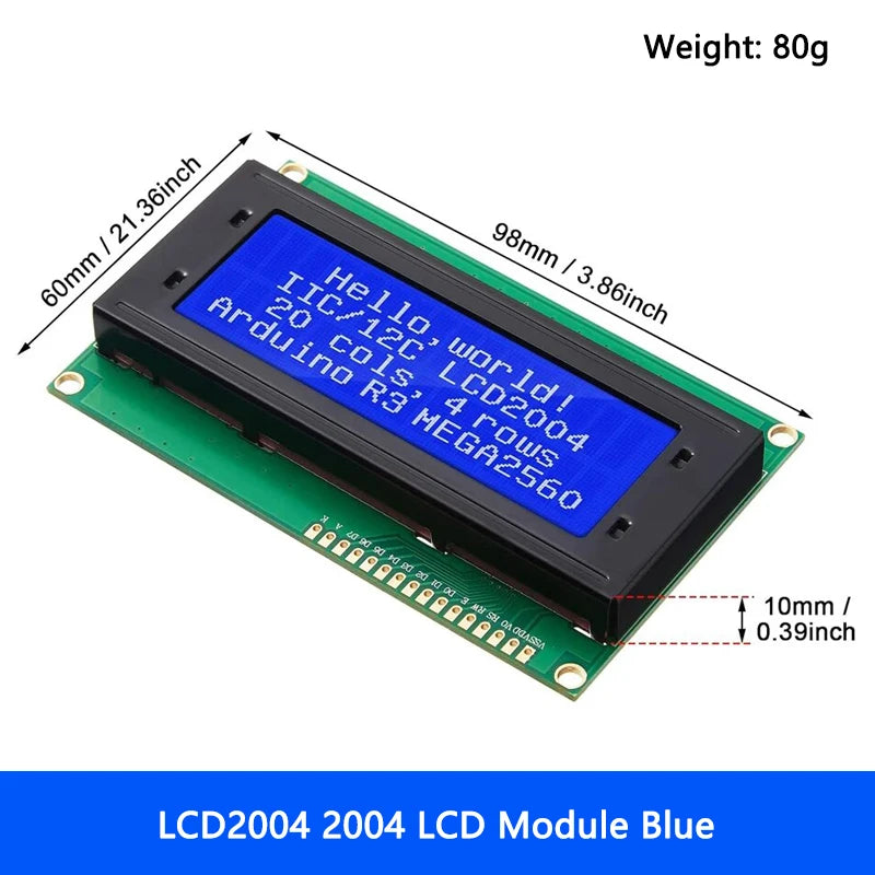 LCD2004 20x4 Character LCD Module with I2C/IIC Serial Interface for Arduino