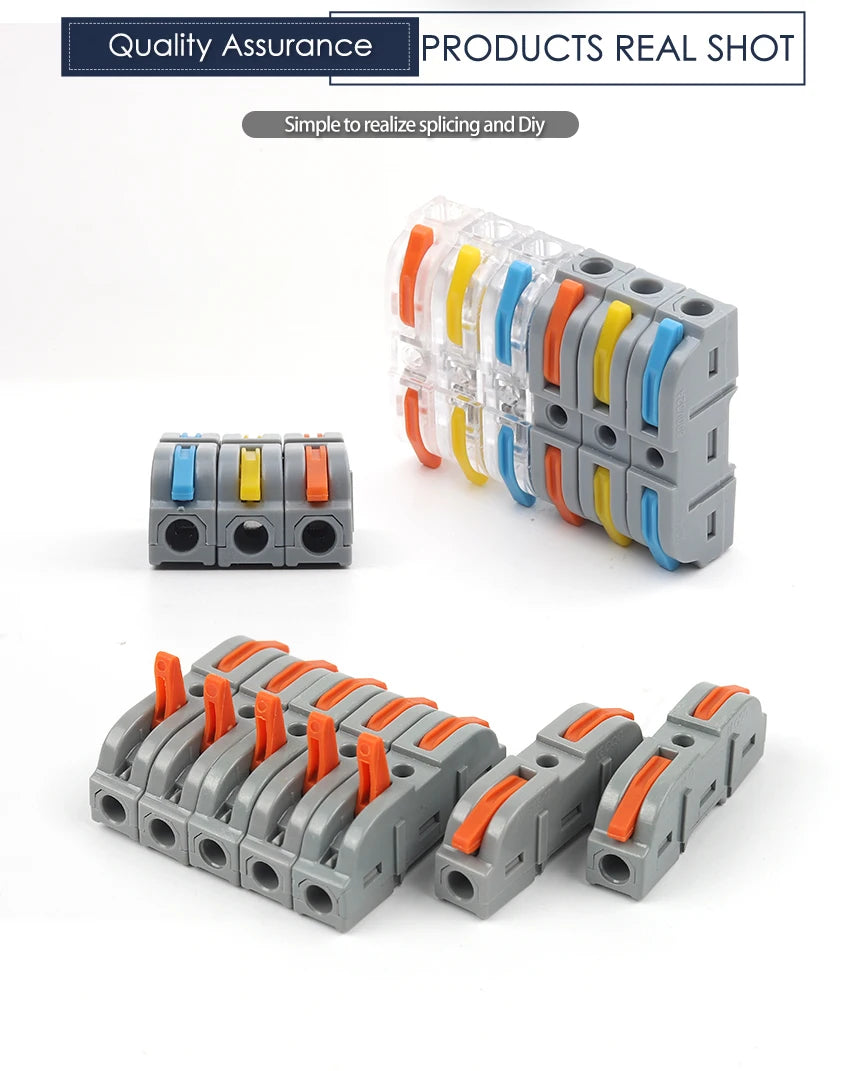 1 to 1 Inline Lever Wire Connector Kit Universal Compact Electrical Cable Terminal Block Spliceable Butt Junction 28-12 AWG