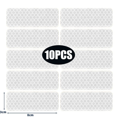 50/10pcs Car Bumper Reflective Stickers Reflective Warning Strip Tape Secure Reflector Stickers Decals Safety Warning 3*8CM