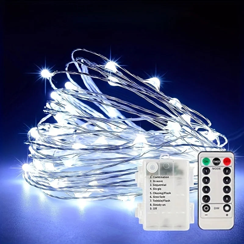 Christmas Party Wedding Decoration Remote Control Waterproof Battery Operated Fairy Lights 5/10/20/30 Meter Copper Wire String