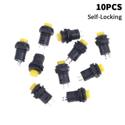 10pcs DS-428/427 12mm Push Button Switch – Self-Lock & Momentary Pushbutton Switch OFF-ON 1.5A/250VAC