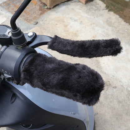 Winter Plush Handlebar Grip Covers Thick Warm Motorcycle