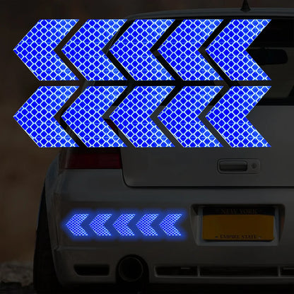 Car Reflective Arrow Sign Tape Stickers – Hazard Warning Safety Decals for Car Bumper & Trunk (10pcs/Set)