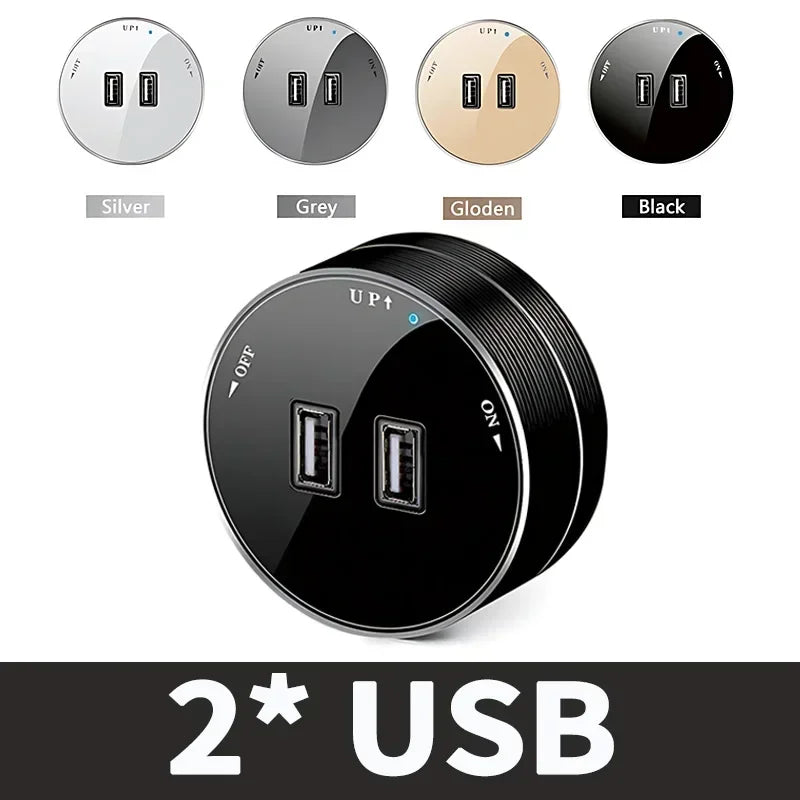Power Track Universal Socket with USB Wall Mount Power Strip Removable Outlet Adapter
