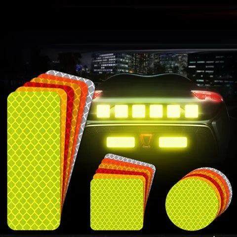 Car Bumper Reflective Safety Strip Stickers – Warning Reflector Tape Decals for Auto Exterior (10pcs/Set)