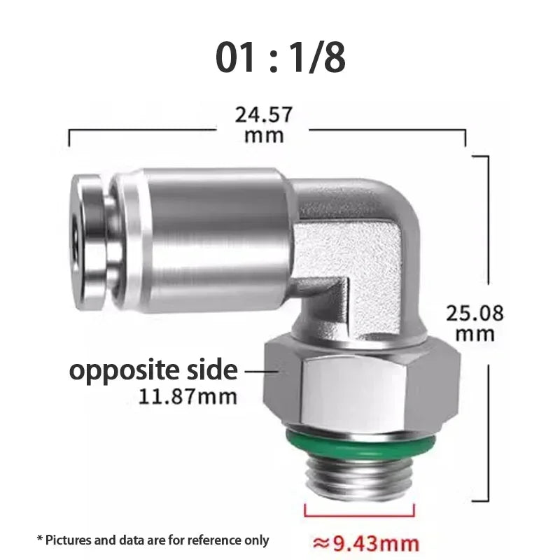 PL-G 304 Stainless Steel Pneumatic Elbow Fitting 1/8 1/4 3/8 1/2 External G Thread Quick Coupling Joint