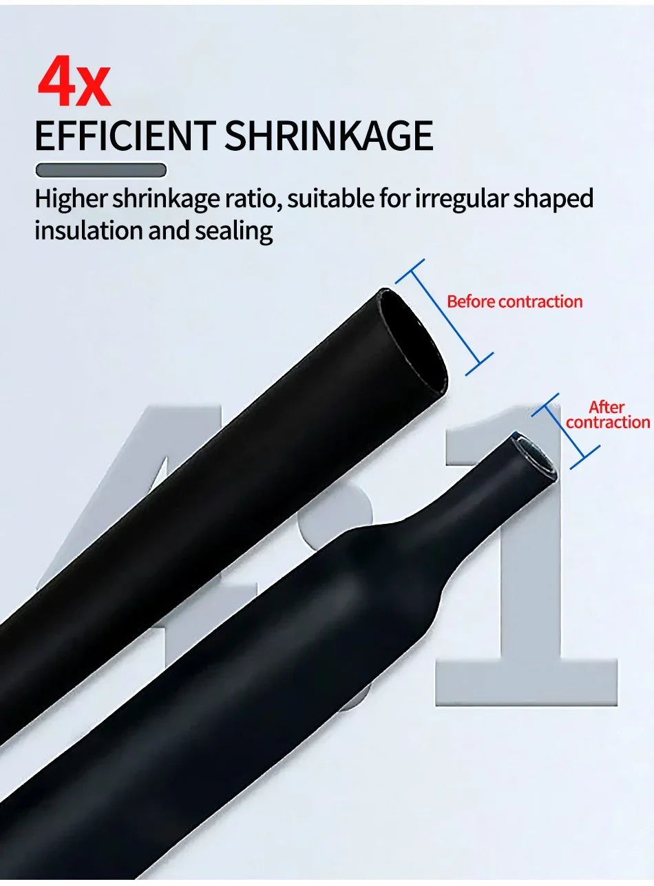 5 Meter 4:1 Dual Wall Heat Shrink Tube with Glue Heat Shrinkable Tubing 4-32mm