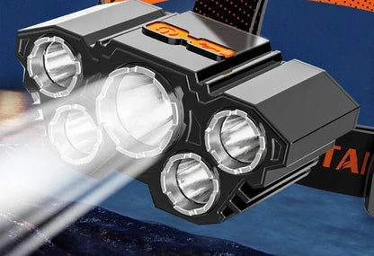 5/11 LED Headlamp Strong Light Head Torch USB Rechargeable Headlight Built-in 18650 Battery Outdoor Fishing Camping Lantern