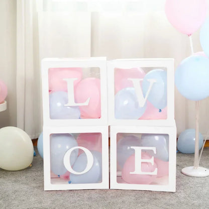 27/25cm Custom Transparent Letter Box A-Z Baby Shower Girl 1st Birthday Party Decoration Kids Wedding Birthday Balloon DIY Box