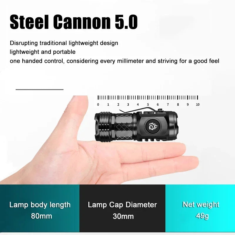 High Power LED Flashlight Type-C Rechargeable Pen Clip Torch
