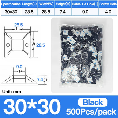 Self-Adhesive Cable Tie Mounts Strong Sticky Base Wire Holder Clips for Wall Fixing Cable Routing Management