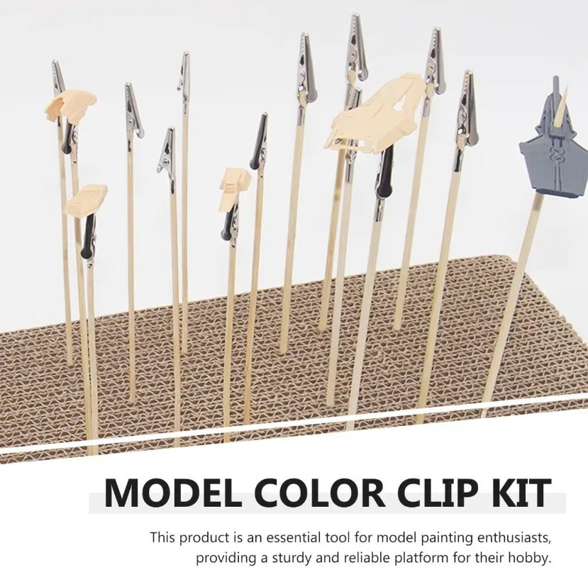 100/10Pcs Steel Head Wood Stick Crocodile Clip Alligator Clamps Diy Accessories Model Tools Airbrush Spray Kit Wood Card Holder