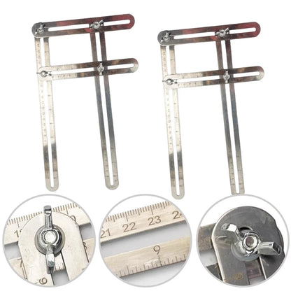 2pcs Multifunctional Four-fold Ruler Stainless Steel Folding Ruler Adjustable Angles Design For Woodworking Architecture
