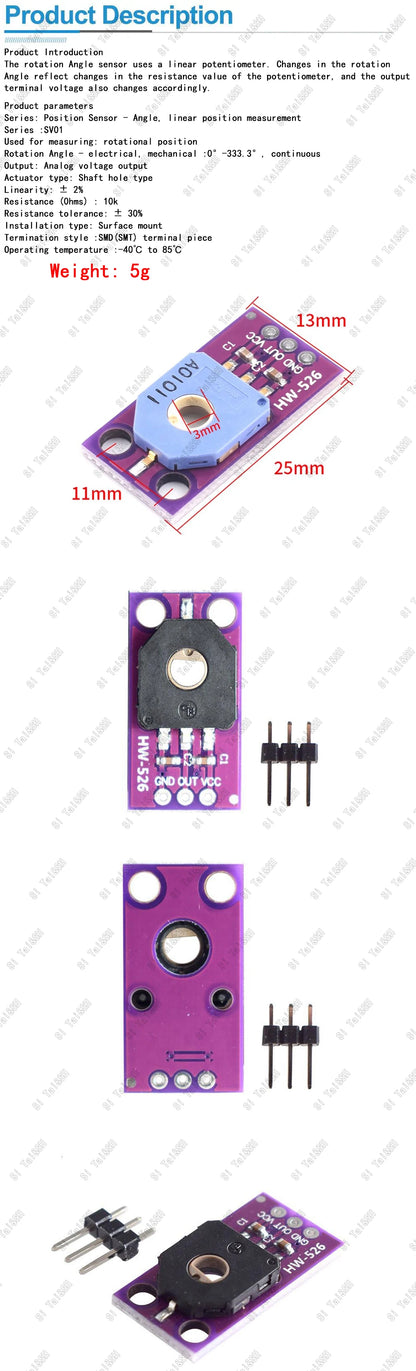 SV01A103AEA01R00 Rotation Angle Sensor Module 10K Potentiometer SMD Dust-Proof Trimmer for Arduino