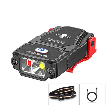 Mini Sensor LED Headlamp Adjustable Angle Hat Cap Clip Lights Waterproof USB Rechargeable Lamp Outdoor Camping Fishing Headlight