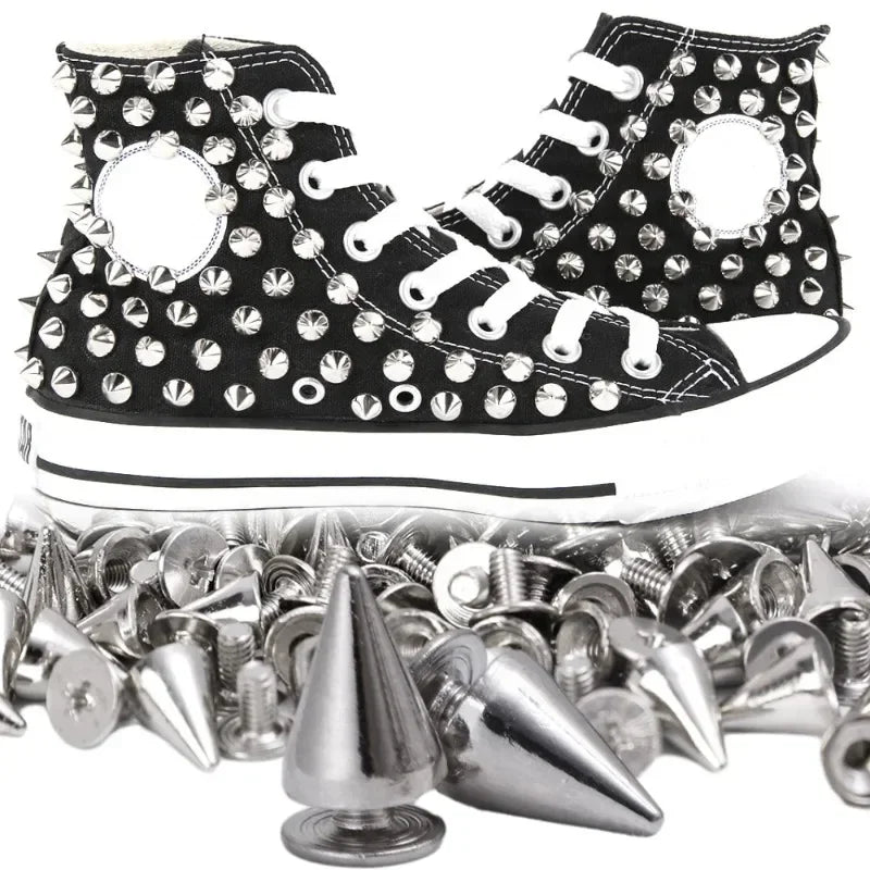 Round Cone Metal Spikes Screwback Studs Rivets — DIY Punk Decoration for Clothes, Shoes &amp; Leather