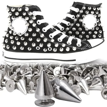 Round Cone Metal Spikes Screwback Studs Rivets — DIY Punk Decoration for Clothes, Shoes &amp; Leather