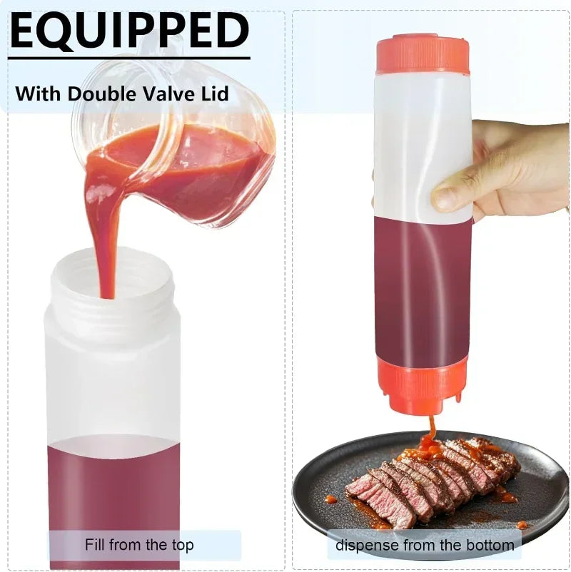 16oz Double Ended Sauce Squeeze Bottle Salad Dressing Dispenser