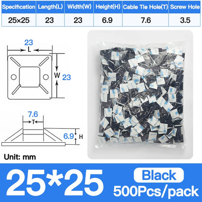 Self-Adhesive Cable Tie Mounts Strong Sticky Base Wire Holder Clips for Wall Fixing Cable Routing Management