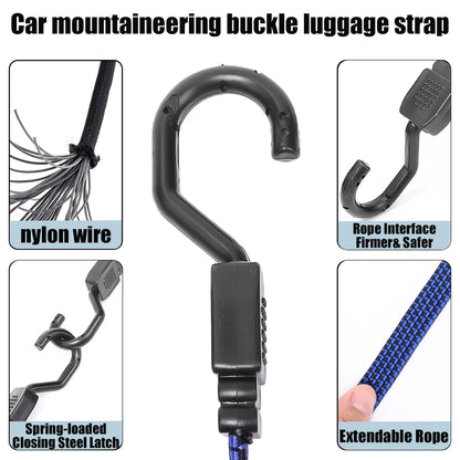 Motorcycle Bungee Cord Luggage Strap with Steel Hooks Cargo Tie Down