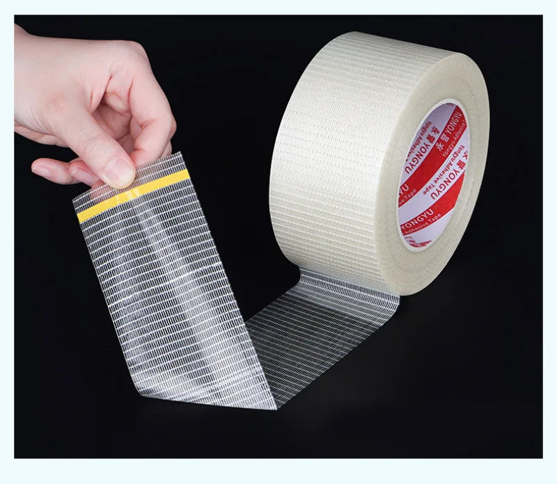 Striped Mesh Fiber Tape High Adhesion Packaging Tape 10mm–50mm for Battery Pack Fixation and Handling