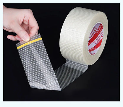 Striped Mesh Fiber Tape High Adhesion Packaging Tape 10mm–50mm for Battery Pack Fixation and Handling