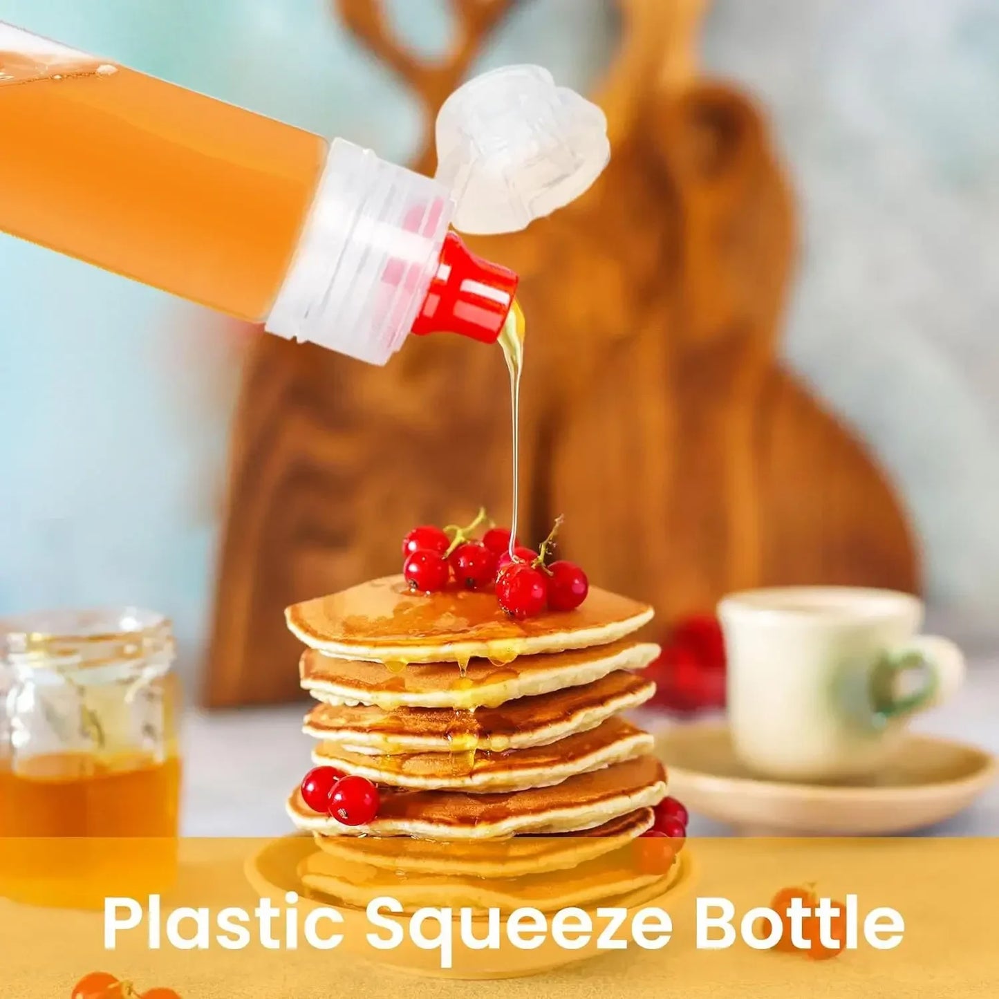 5/1pc Plastic Honey Squeeze Bottle Salad Dressing Dispensers Refillable Condiment Containers Flip Cap Syrup/Sauce/Oil Squeezable