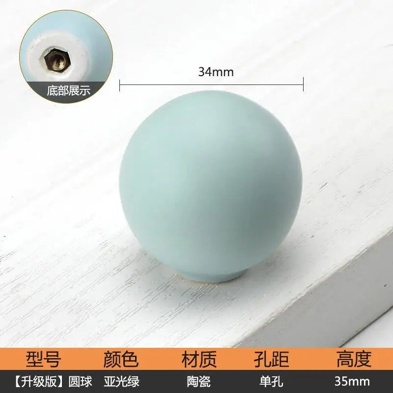 1pc Children's Furniture Handles Nordic Ceramic Children Room Cabinet Handles Macaron Colorful Round Drawer Knobs And Pulls