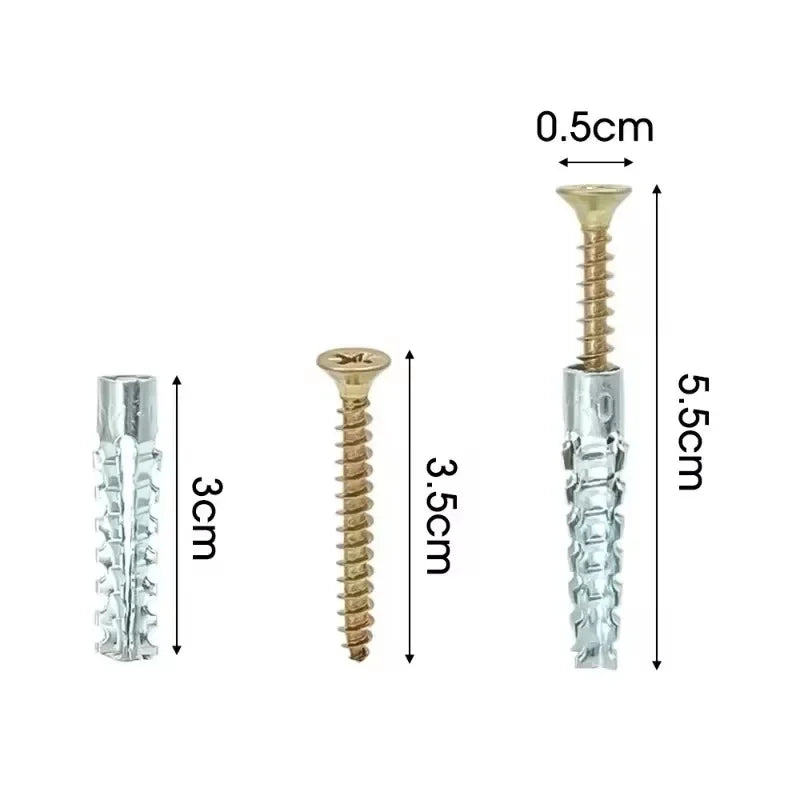 Heavy Duty Steel Wall Anchor with Screws Kit Metal Tube Expansion Self Tapping Screw Drywall Drilling Plug Fastener Bolt Anchors