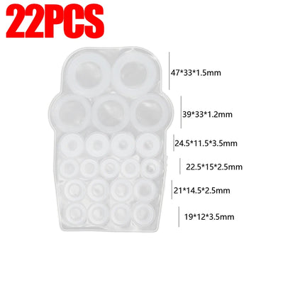 Silicone Flat Washers — Universal Leak-Proof Circular Seal Gaskets Hose Sealing Repair Kit 22/164pcs