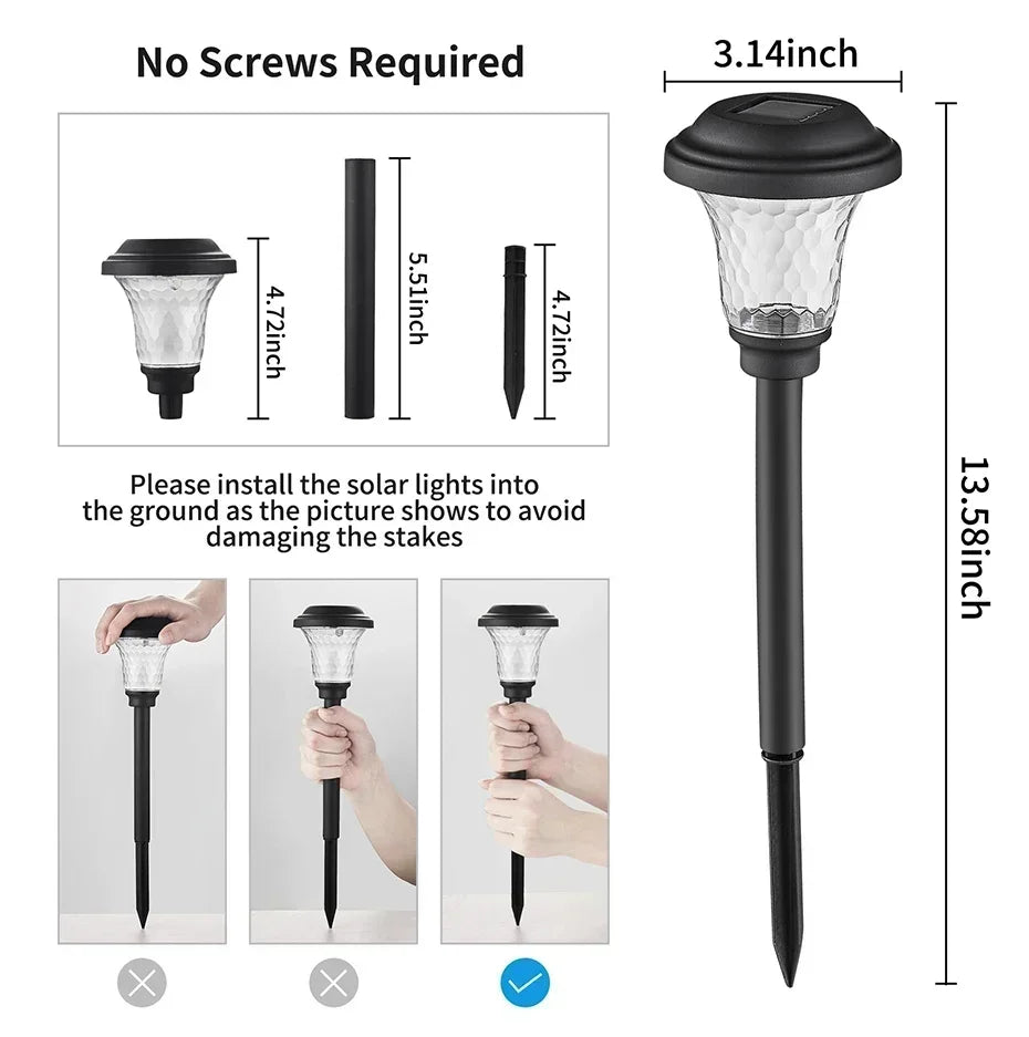 Solar Pathway Garden Lights Outdoor Waterproof LED