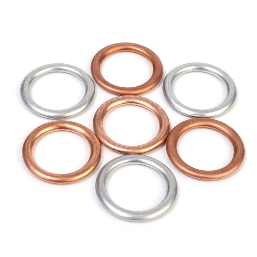 200/10pcs Car Oil Pan Drain Gasket Drainage Bolt Pad Aluminum/ Copper Oil Drain Plug Gasket Cars Accessories for Volkswagen Audi