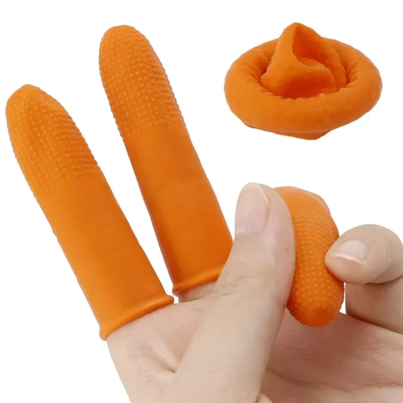 200/10PCS Latex Finger Cots Orange Thumb Caps Anti-static Industry Rubber Fingertips Protector Gloves Non-slip Finger Gloves