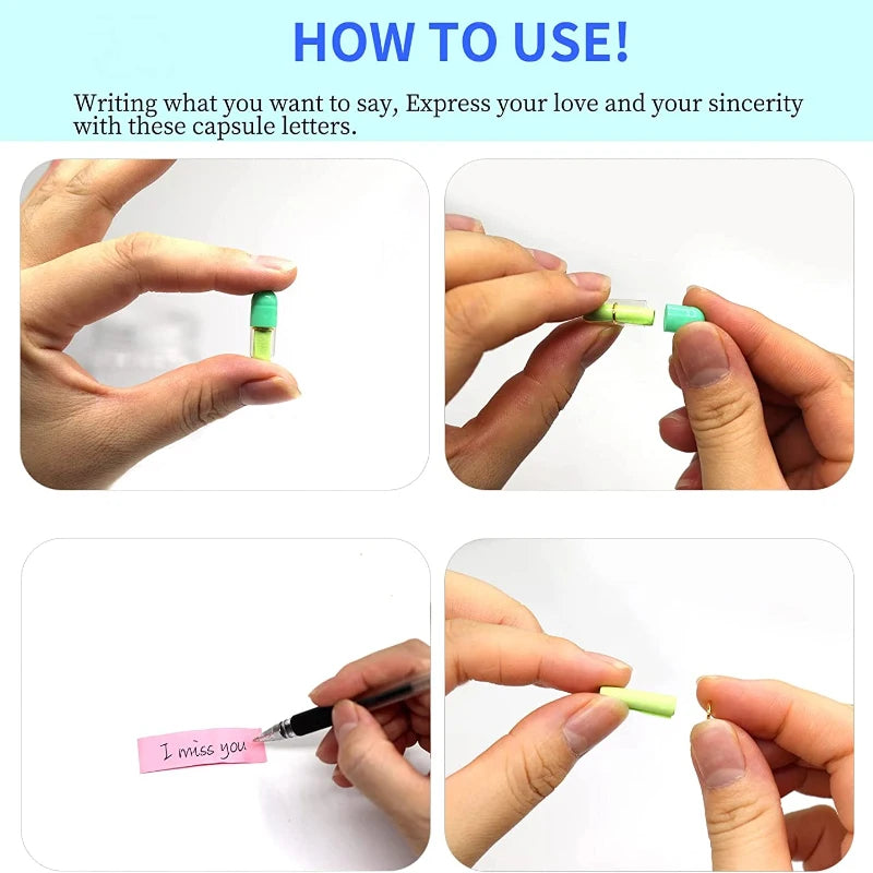 Message Capsules Love Pill with Roll Paper Blank Notes Wish Bottle Capsule Emoticon Smile Pills Wedding Party Valentine's Gift