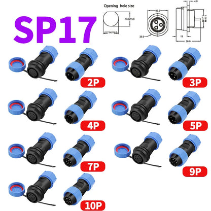 SP Series IP68 Waterproof Aviation Connector SP13 SP16 SP17 SP20 SP21 2-12Pin Panel Mount Plug and Socket