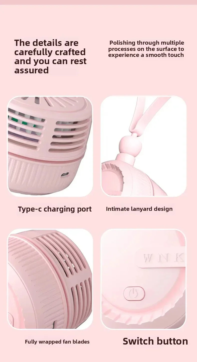 Clip-on Mini Waist Fan 3-Speed USB-C Rechargeable Portable Fan