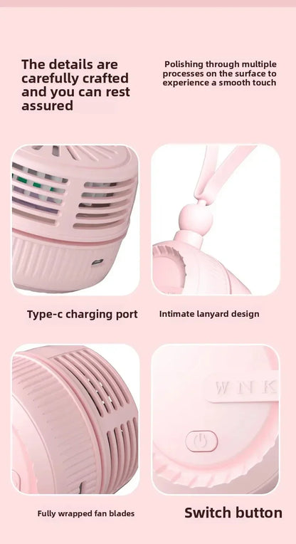 Clip-on Mini Waist Fan 3-Speed USB-C Rechargeable Portable Fan