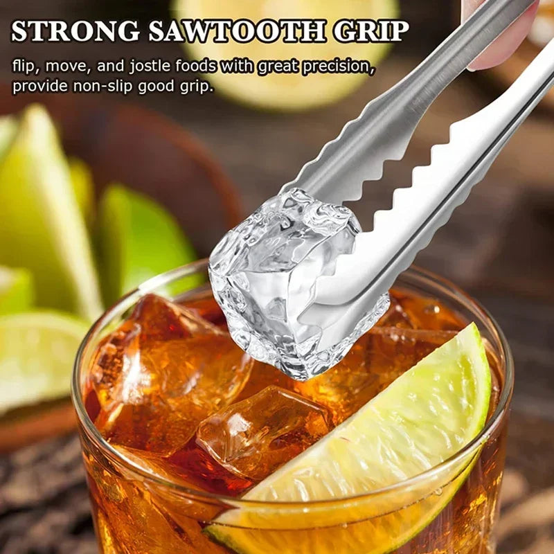 Stainless Steel Ice Tongs Coffee Sugar Cubes Small Clips BBQ Meat Tong BBQ Bread Food Clamp Wedding Birthday Party Kitchen Tools