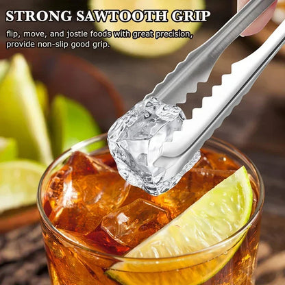 Stainless Steel Ice Tongs Coffee Sugar Cubes Small Clips BBQ Meat Tong BBQ Bread Food Clamp Wedding Birthday Party Kitchen Tools