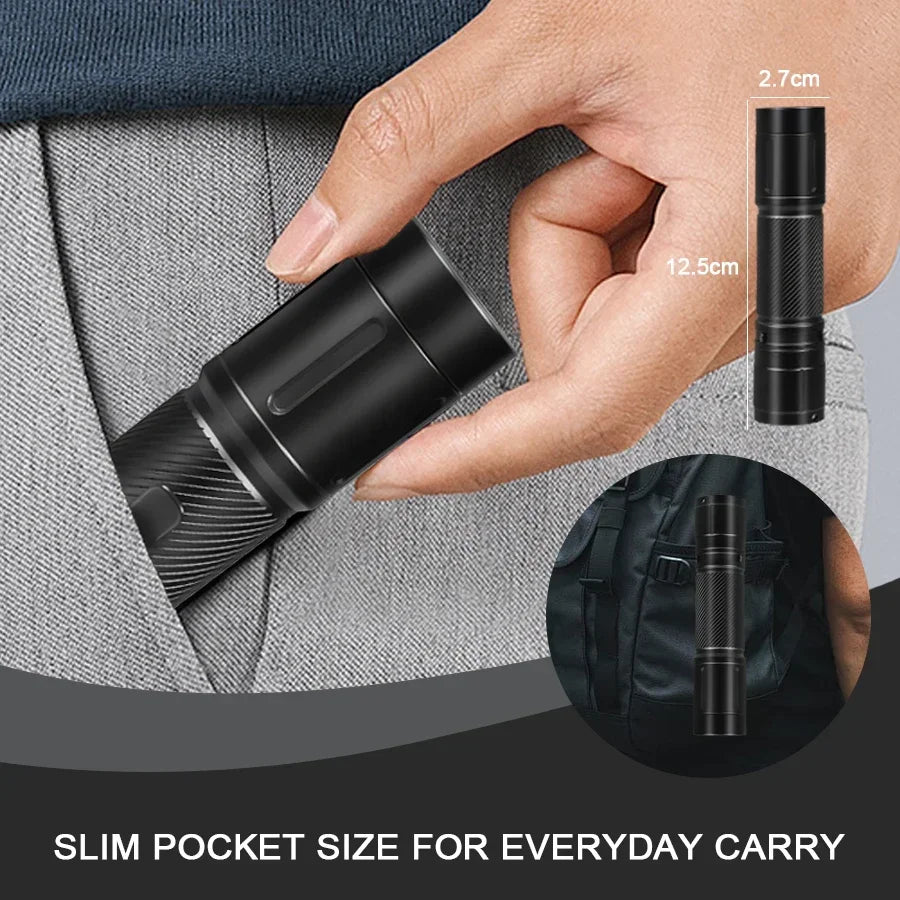 Outdoor LED Flashlight with Pen Clip Tactical Torch 6 Modes Torch Aluminum Alloys Waterproof Lantern Light for Home Camping Lamp
