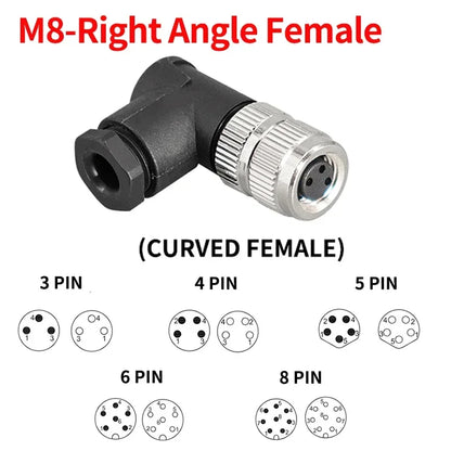 M8 Waterproof Aviation Connector Set 3–8 Pin Male Female Plug Socket for Proximity Sensor Straight Right Angle Flange Mount