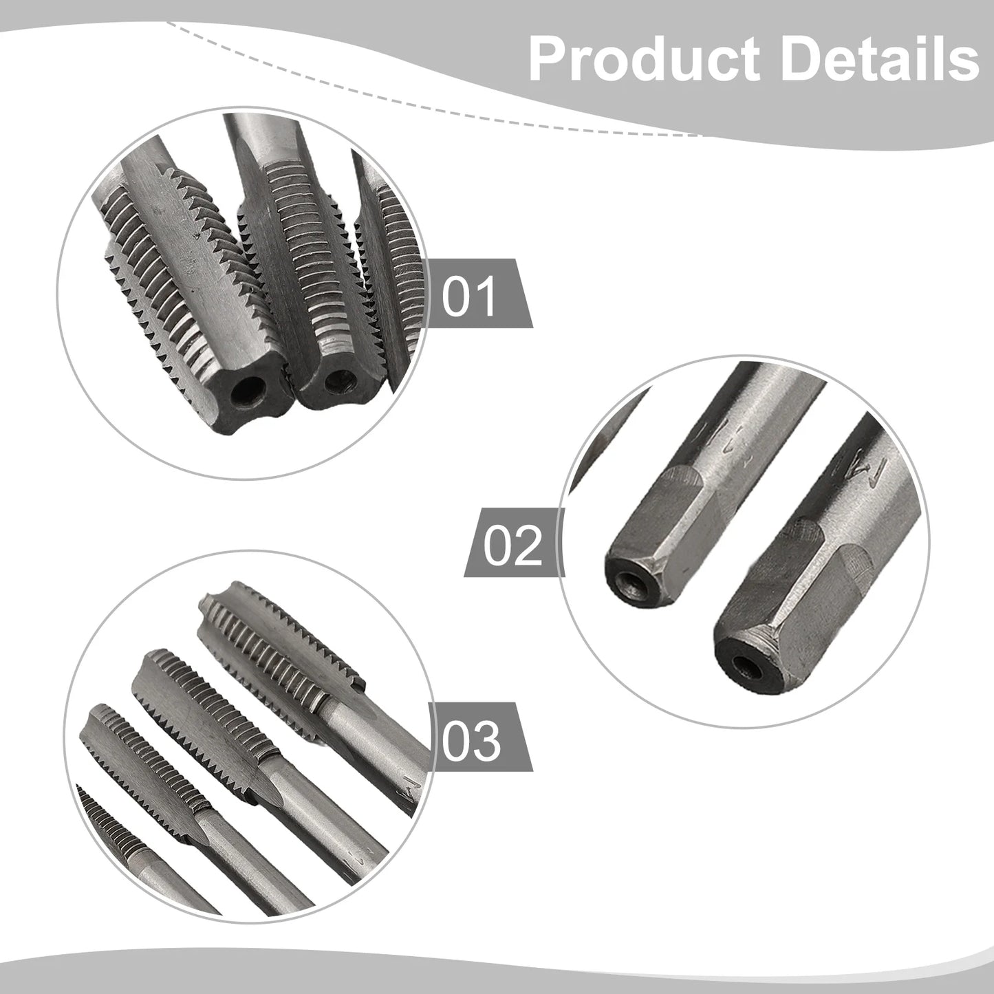7Pcs For M3 Metric Thread Tap Drill Bits Set with HSS Straight Fluted Screw Taps for Stainless Steel and General Steel
