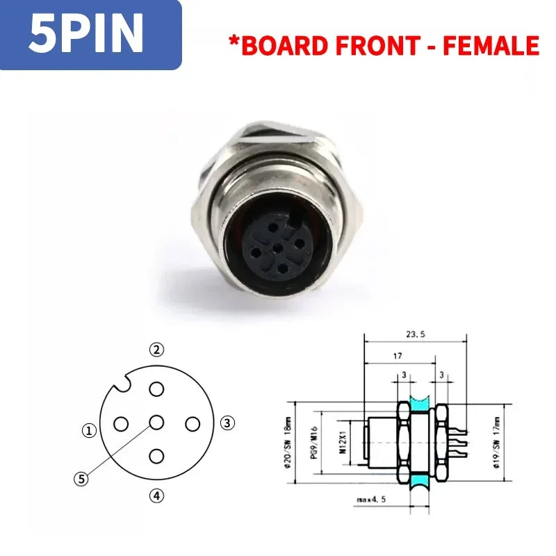 M12 4Pin 5 8Pin Sensor Connector Panel Back Mount Waterproof Flange Socket Threaded Coupling Male Female A Code Connectors