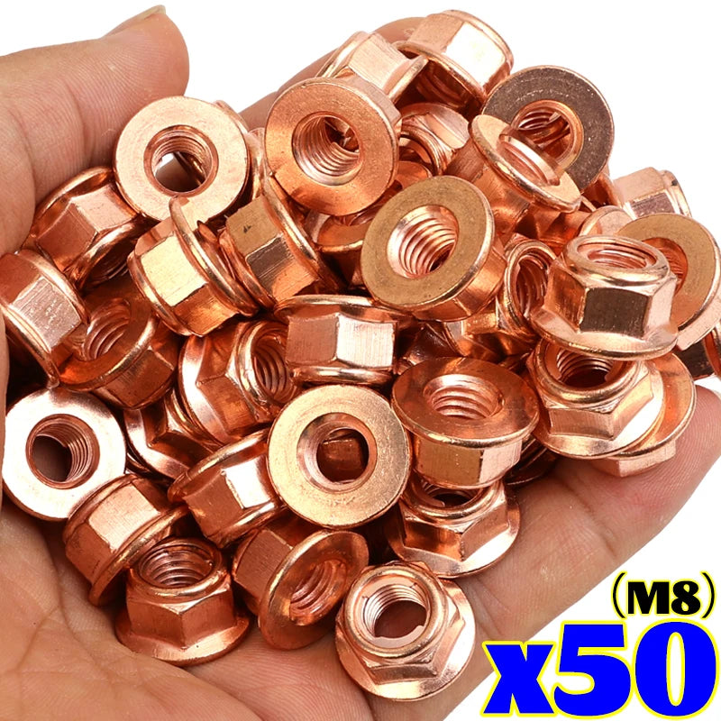 M8 Copper Exhaust Manifold Nut Flange Fastener for BMW Turbo Repair