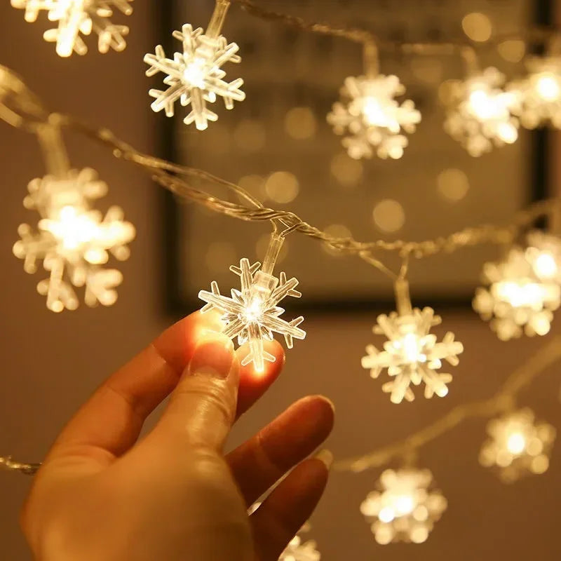 Snowflake LED String Lights USB Battery Operated Fairy Lights for Xmas Tree Wedding Party New Year Decoration Garland