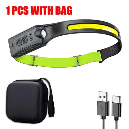 High-power LED Headlamp USB Rechargeable 3-mode Lighting Headlight Flashlight Built in Battery Working Light Camping Torch Light