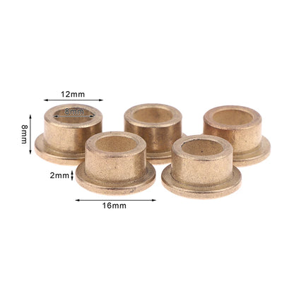 5Pcs Flange Bushing Copper Sleeve Inner Diameter 8MM Powder Metallurgy Oil Bearing With Edge Step Shoulder